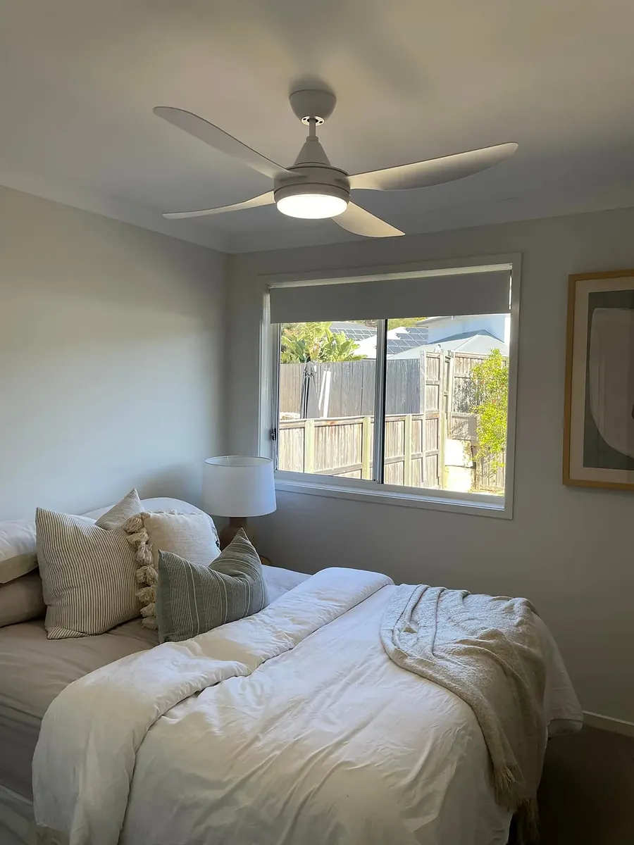Bedroom ceiling fan with a built-in LED light